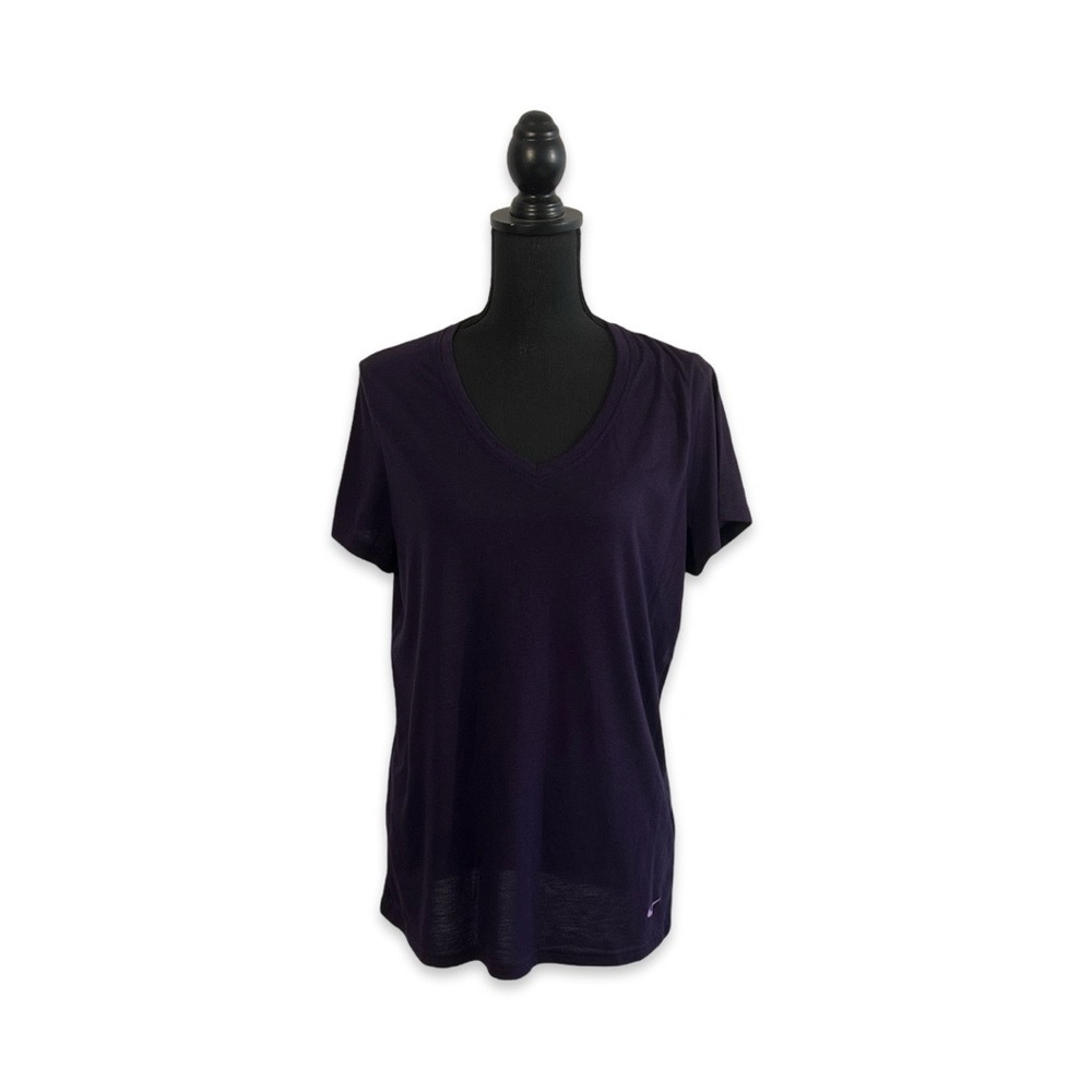 Nike Loose Fit Dri-Fit V-Neck T Shirt Athletic Loose Fit Purple Sz L